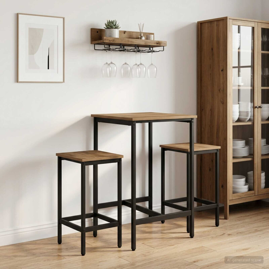 vidaXL Barkruk 2 st Artisanaal eiken 40 x 32 x 74 cm Bewerkt hout afbeelding 1