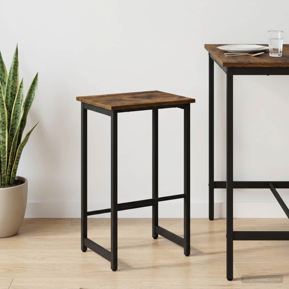 vidaXL Barkruk Gerookt eiken 40 x 32 x 64 cm Bewerkt hout vidaXL Barkruk Gerookt eiken 40 x 32 x 64 cm Bewerkt hout afbeelding 1