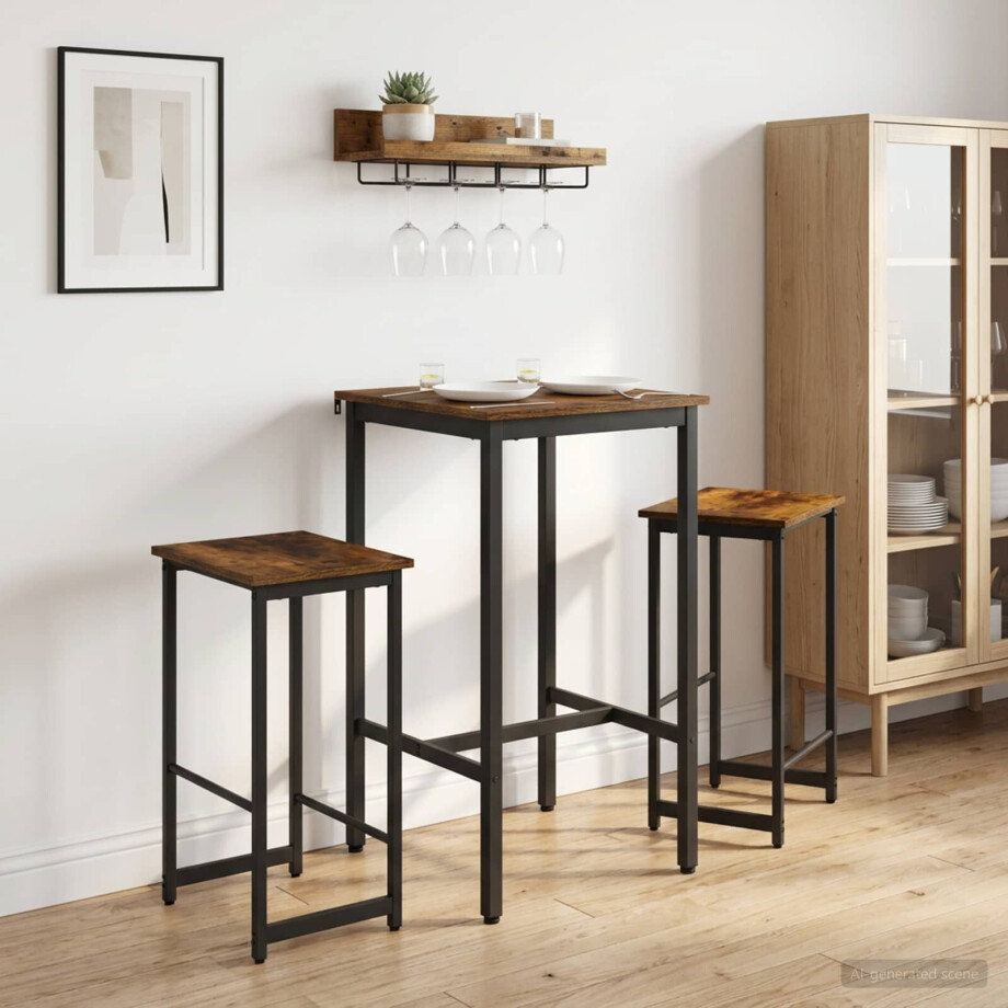 vidaXL Barkruk 2 st Gerookt eiken 40 x 32 x 74 cm Bewerkt hout afbeelding 1