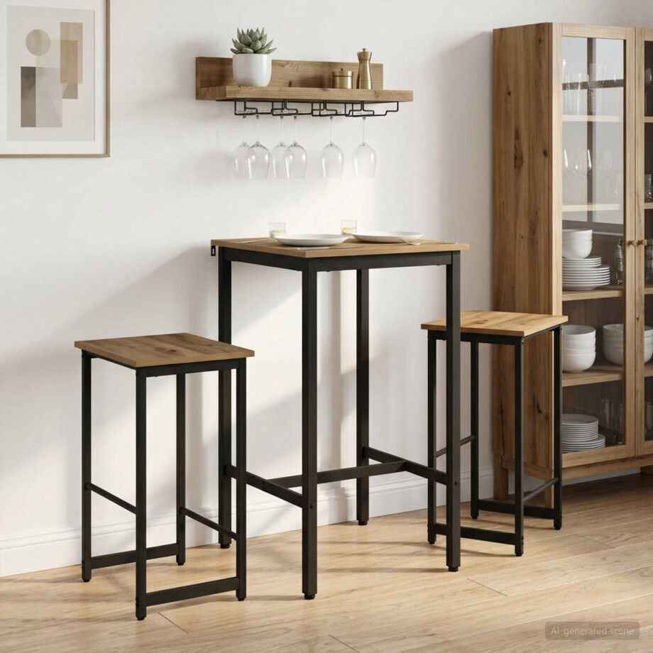 vidaXL Barkruk 2 st Artisanaal eiken 40 x 32 x 74 cm Bewerkt hout vidaXL Barkruk 2 st Artisanaal eiken 40 x 32 x 74 cm Bewerkt hout afbeelding 1