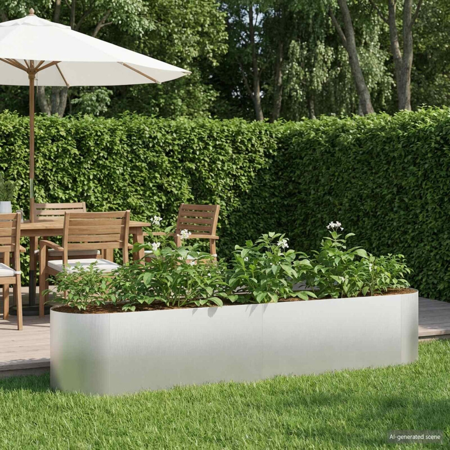 vidaXL Verhoogd Tuinbed Roestvrij staal 200 x 40 x 40 cm afbeelding 1