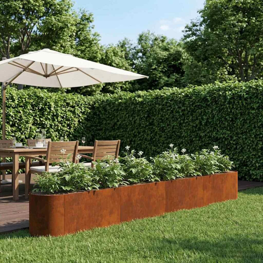 vidaXL Verhoogd Tuinbed weervast staal 360 x 40 x 40 cm afbeelding 1