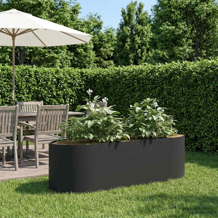 vidaXL Verhoogd Tuinbed Zwart 140 x 40 x 40 cm Staal afbeelding 1