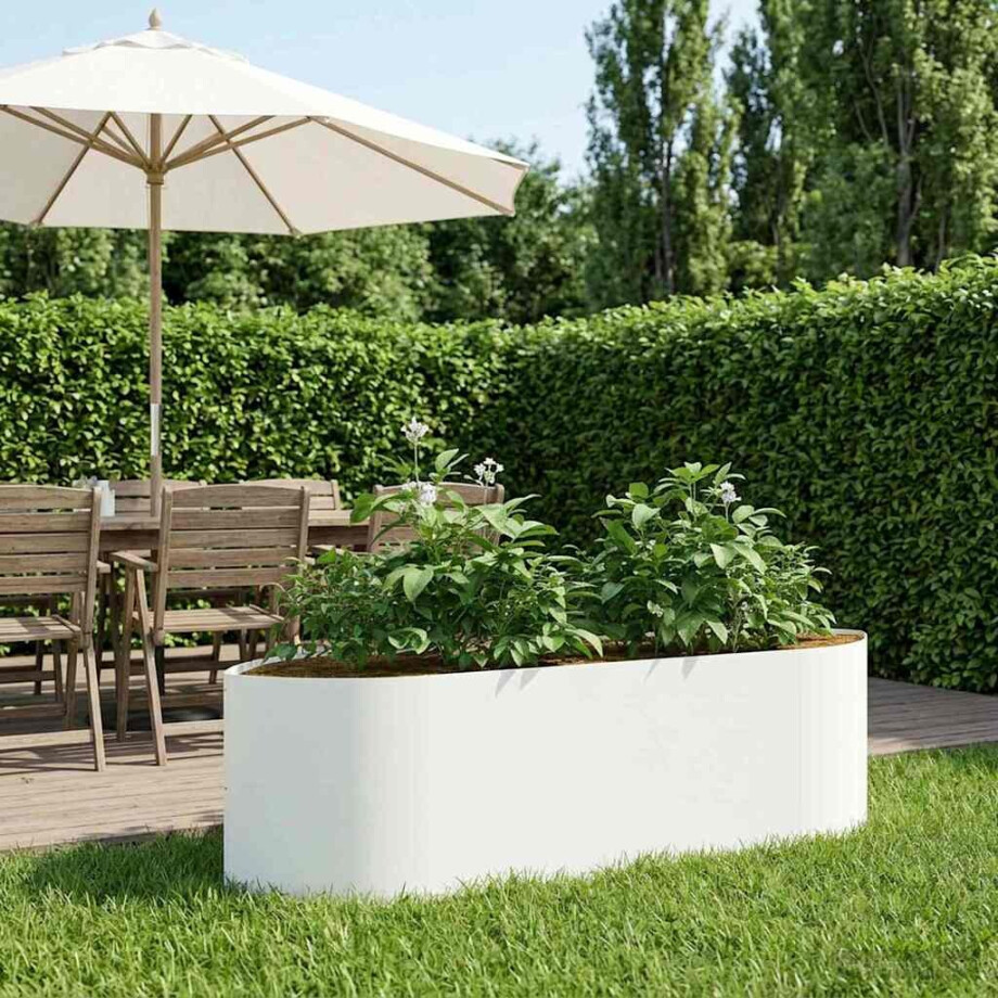 vidaXL Verhoogd Tuinbed Wit 140 x 40 x 40 cm Staal vidaXL Verhoogd Tuinbed Wit 140 x 40 x 40 cm Staal afbeelding 1
