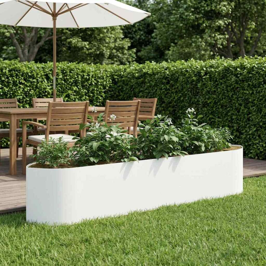 vidaXL Verhoogd Tuinbed Wit 220 x 40 x 40 cm Staal vidaXL Verhoogd Tuinbed Wit 220 x 40 x 40 cm Staal afbeelding 1