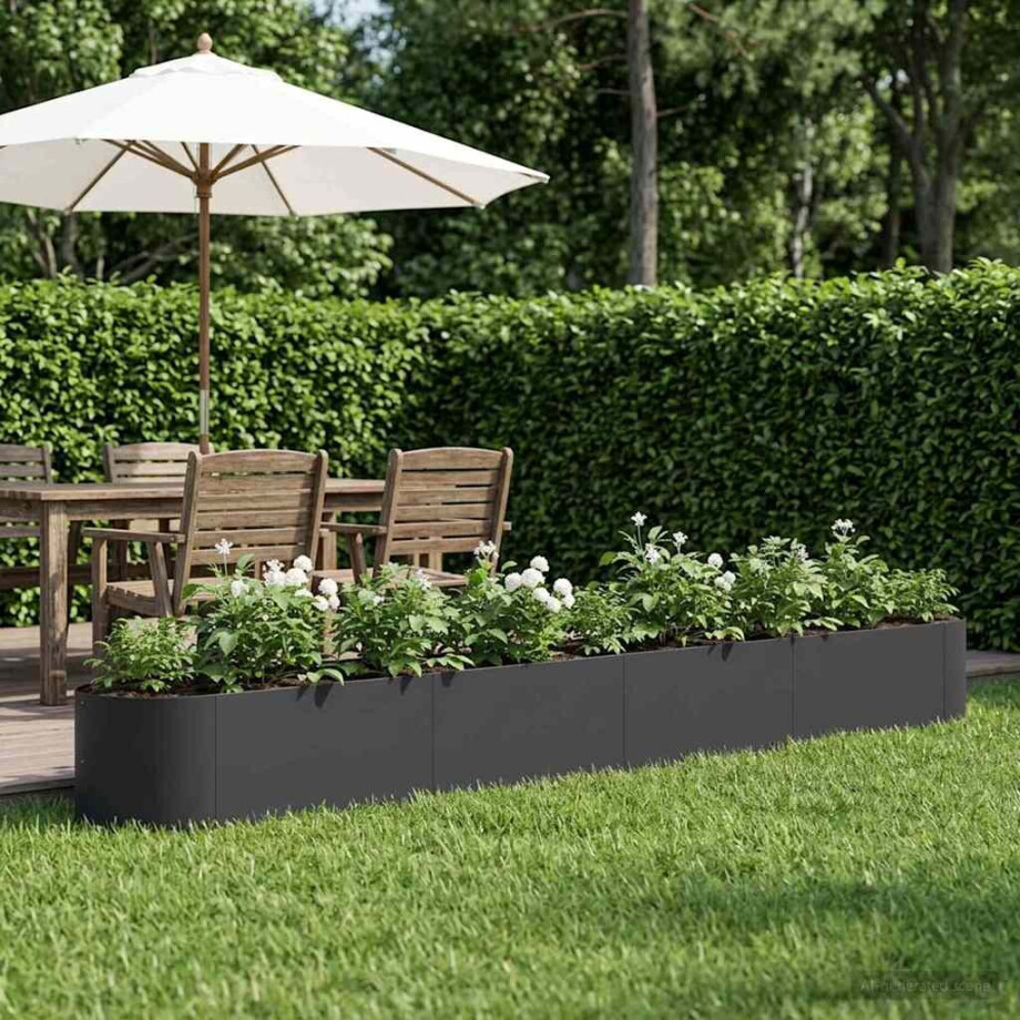vidaXL Verhoogd Tuinbed Zwart 380 x 40 x 40 cm Staal afbeelding 1