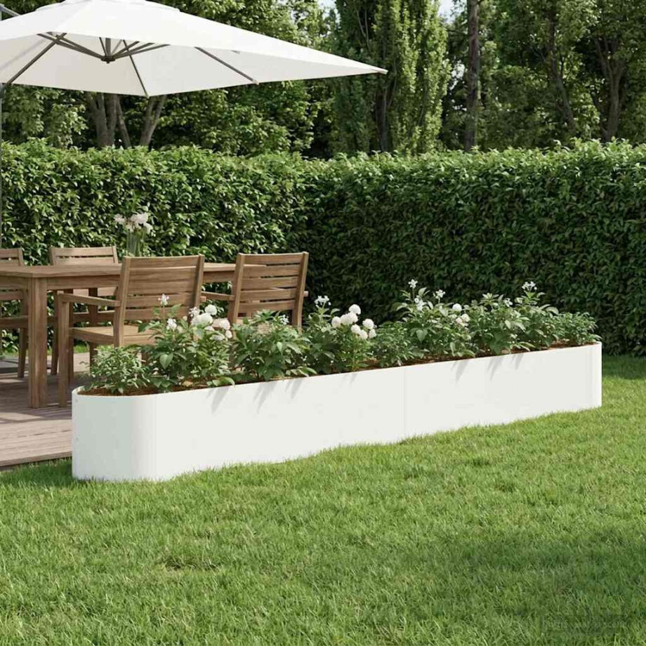 vidaXL Verhoogd Tuinbed Wit 380 x 40 x 40 cm Staal vidaXL Verhoogd Tuinbed Wit 380 x 40 x 40 cm Staal afbeelding 1