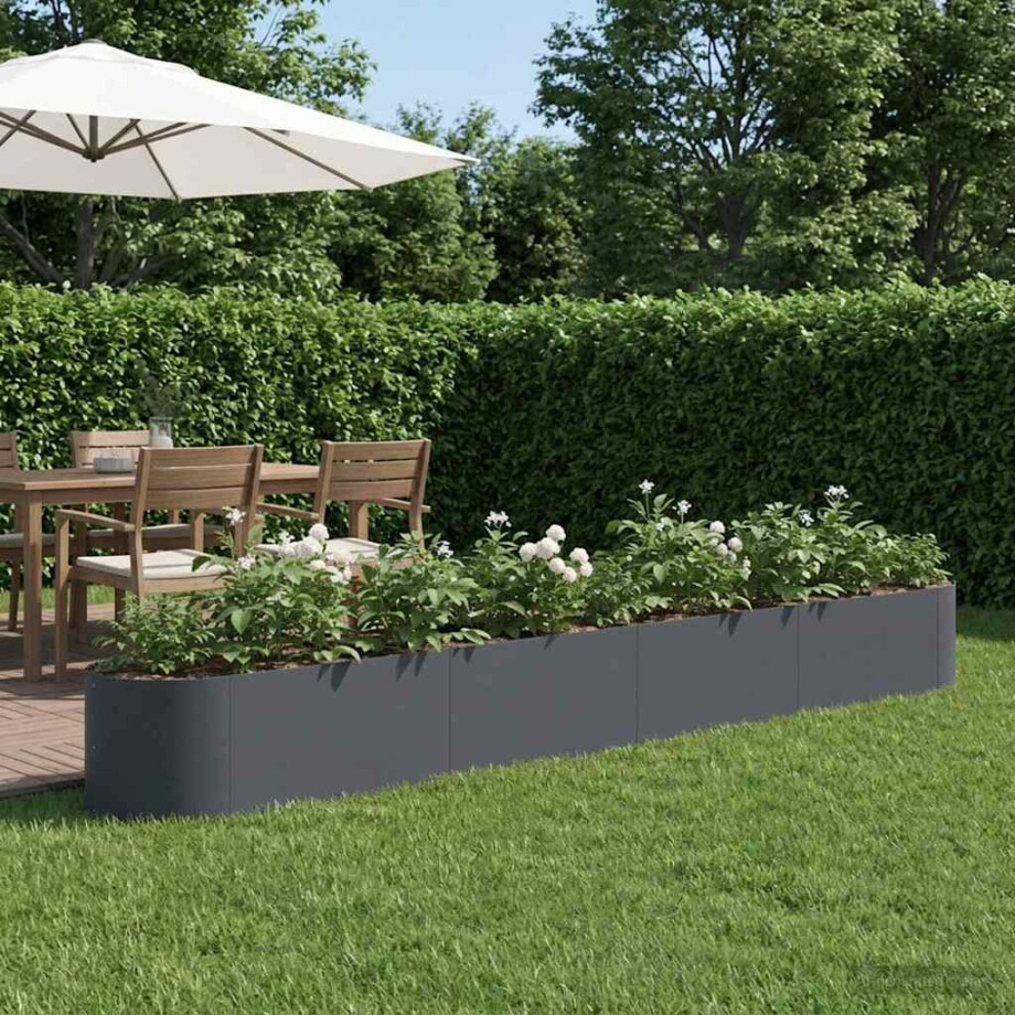 vidaXL Verhoogd Tuinbed Antracietkleurig 380 x 40 x 40 cm Staal afbeelding 1