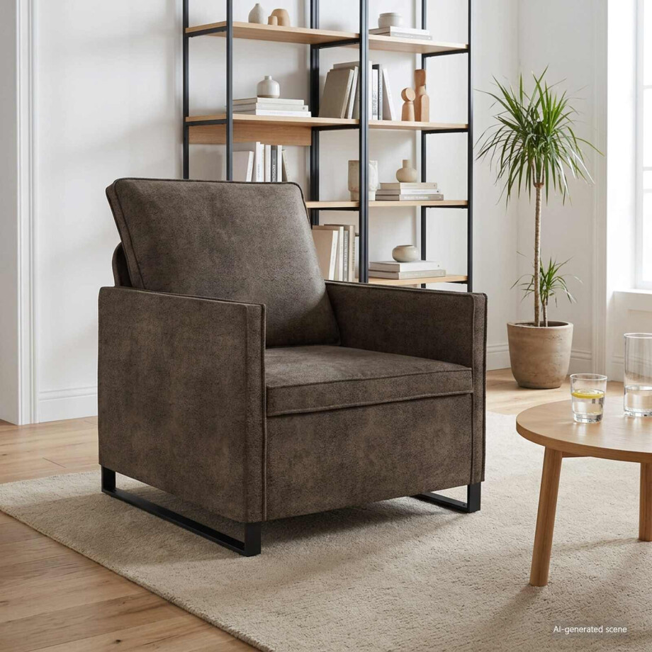 vidaXL Enkele sofa Donkergrijs 70 x 81 x 82 cm Faux Suède Stof afbeelding 1