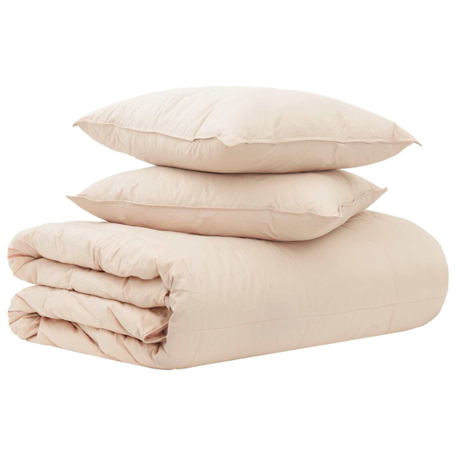 vidaXL Dekbedset 2 st 135 x 220 cm Kapok en Polyester Beige vidaXL Dekbedset 2 st 135 x 220 cm Kapok en Polyester Beige afbeelding 1