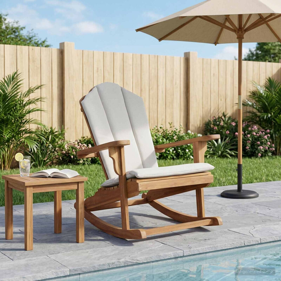 vidaXL Tuin Adirondack Schommelstoel Naturel Massief teakhout afbeelding 1
