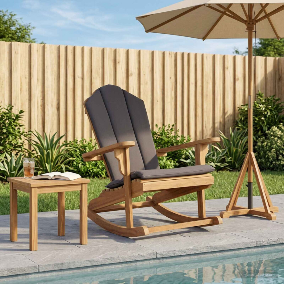vidaXL Tuin Adirondack Schommelstoel Naturel Massief teakhout afbeelding 1