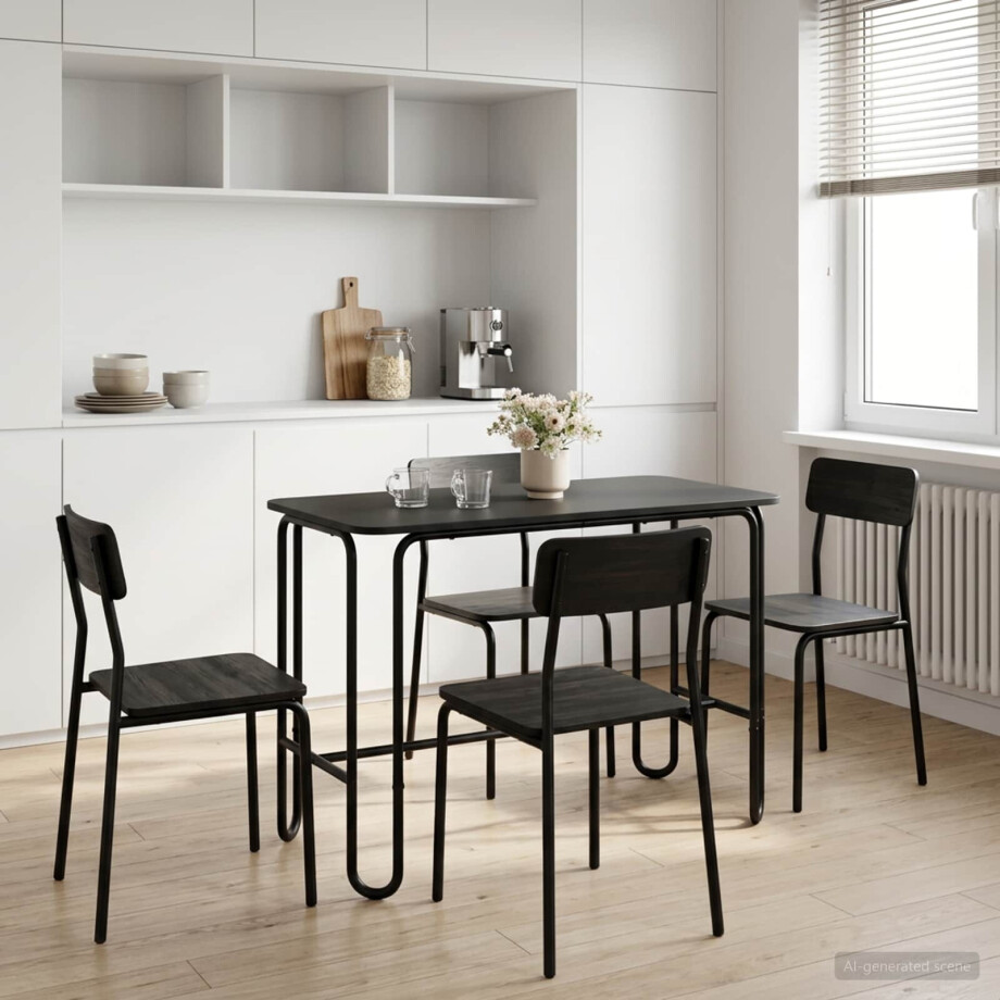 vidaXL Eettafel 100 x 50 x 75 cm Bewerkt hout Zwart Rechthoekig afbeelding 1
