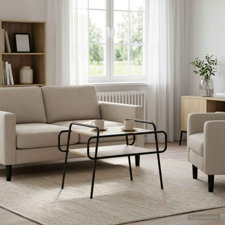 vidaXL Salontafel Sonoma Eiken 70 x 50 x 51 cm Bewerkt hout vidaXL Salontafel Sonoma Eiken 70 x 50 x 51 cm Bewerkt hout afbeelding 1
