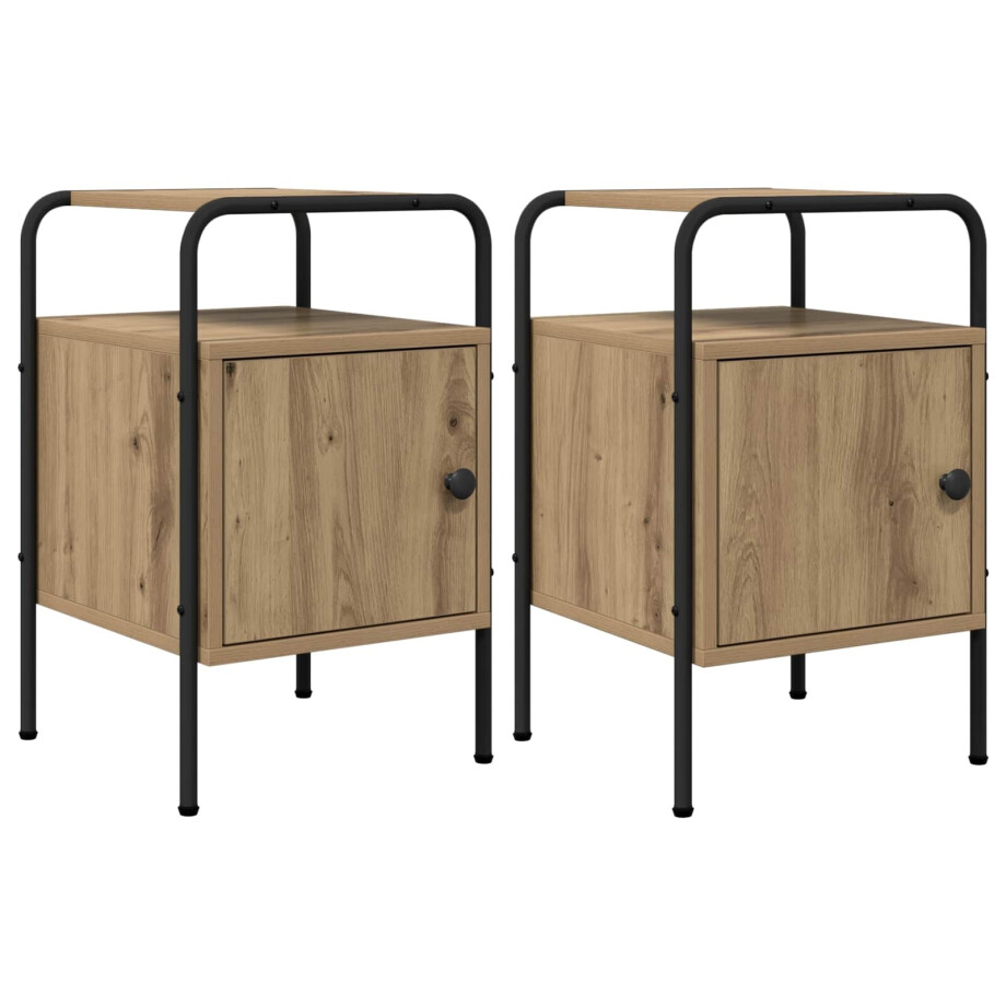 vidaXL Nachtkastje 2 st Artisanaal eiken Bewerkt hout afbeelding 1