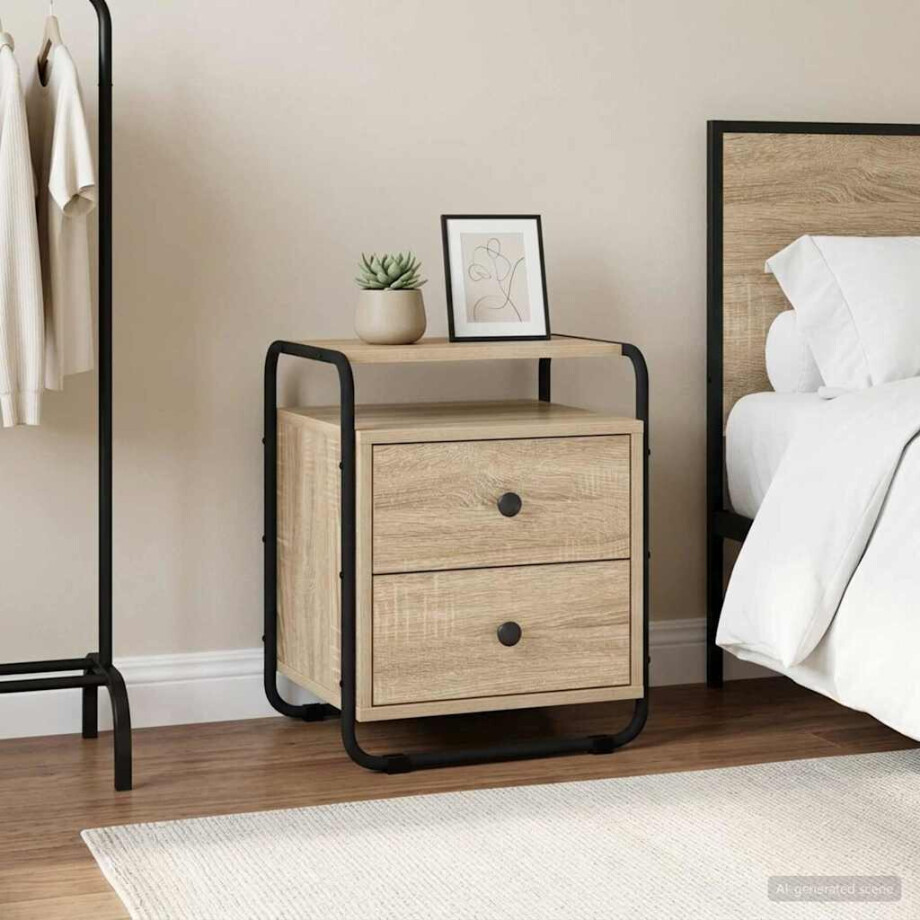 vidaXL Nachtkastje Sonoma Eiken 40 x 36,5 x 50 cm Bewerkt hout vidaXL Nachtkastje Sonoma Eiken 40 x 36,5 x 50 cm Bewerkt hout afbeelding 1