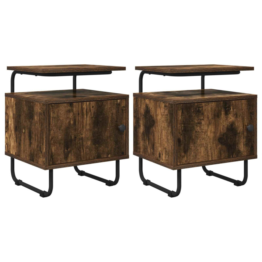 vidaXL Nachtkastje 2 st Gerookt eiken 40 x 36,5 x 50 cm Bewerkt hout vidaXL Nachtkastje 2 st Gerookt eiken 40 x 36,5 x 50 cm Bewerkt hout afbeelding 1