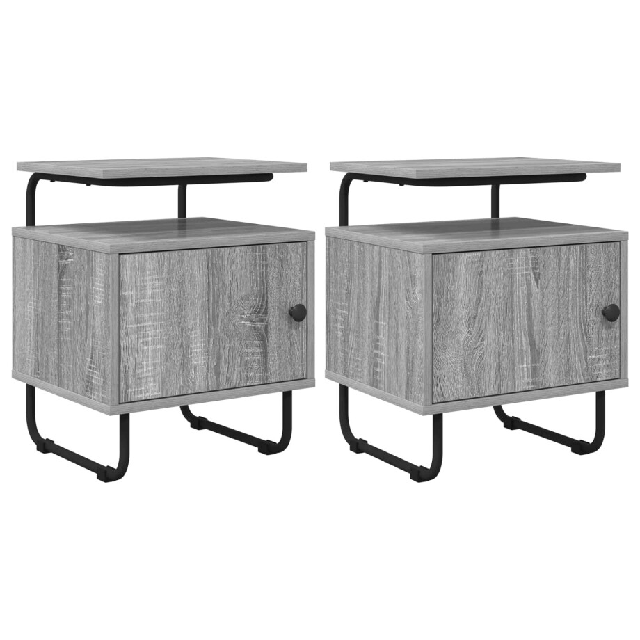 vidaXL Nachtkastje 2 st Grijs Sonoma 40 x 36,5 x 50 cm Bewerkt hout afbeelding 1