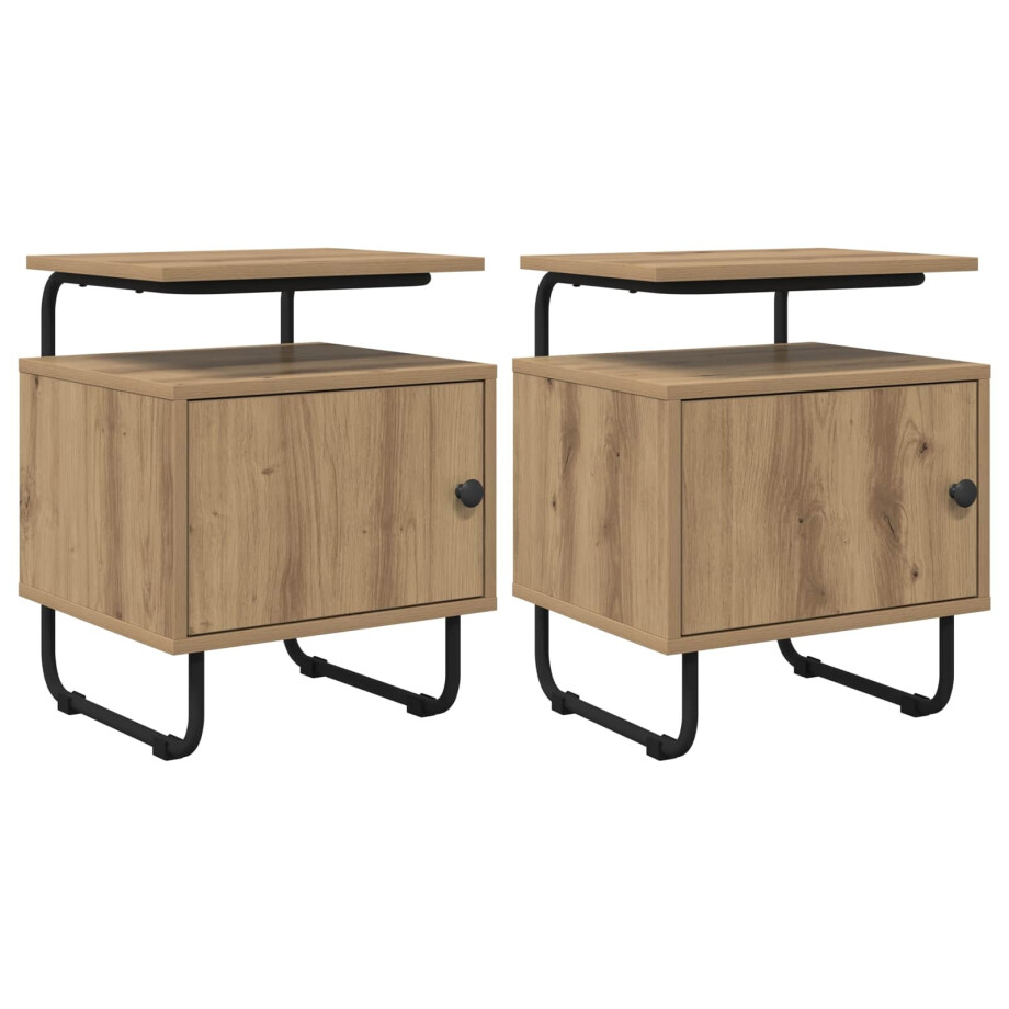 vidaXL Nachtkastje 2 st Artisanaal eiken 40 x 36,5 x 50 cm afbeelding 1