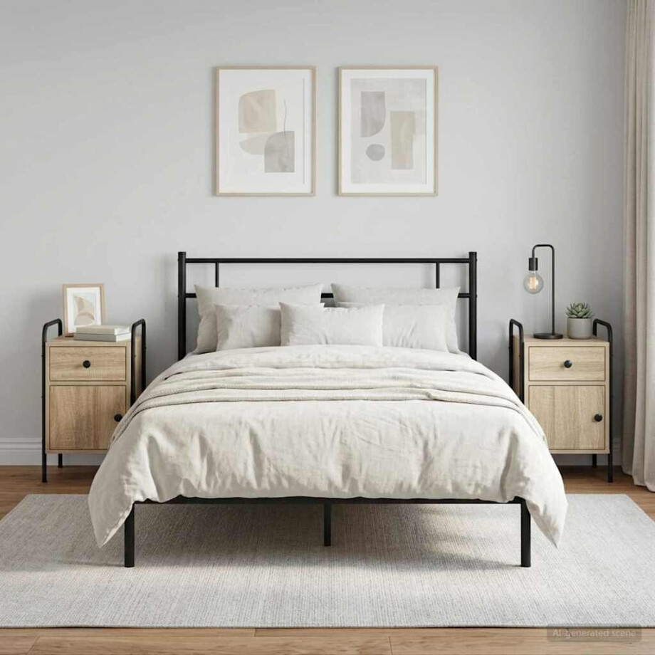 vidaXL Nachtkastje 2 st Sonoma Eiken 35 x 36,5 x 61 cm Bewerkt hout afbeelding 1