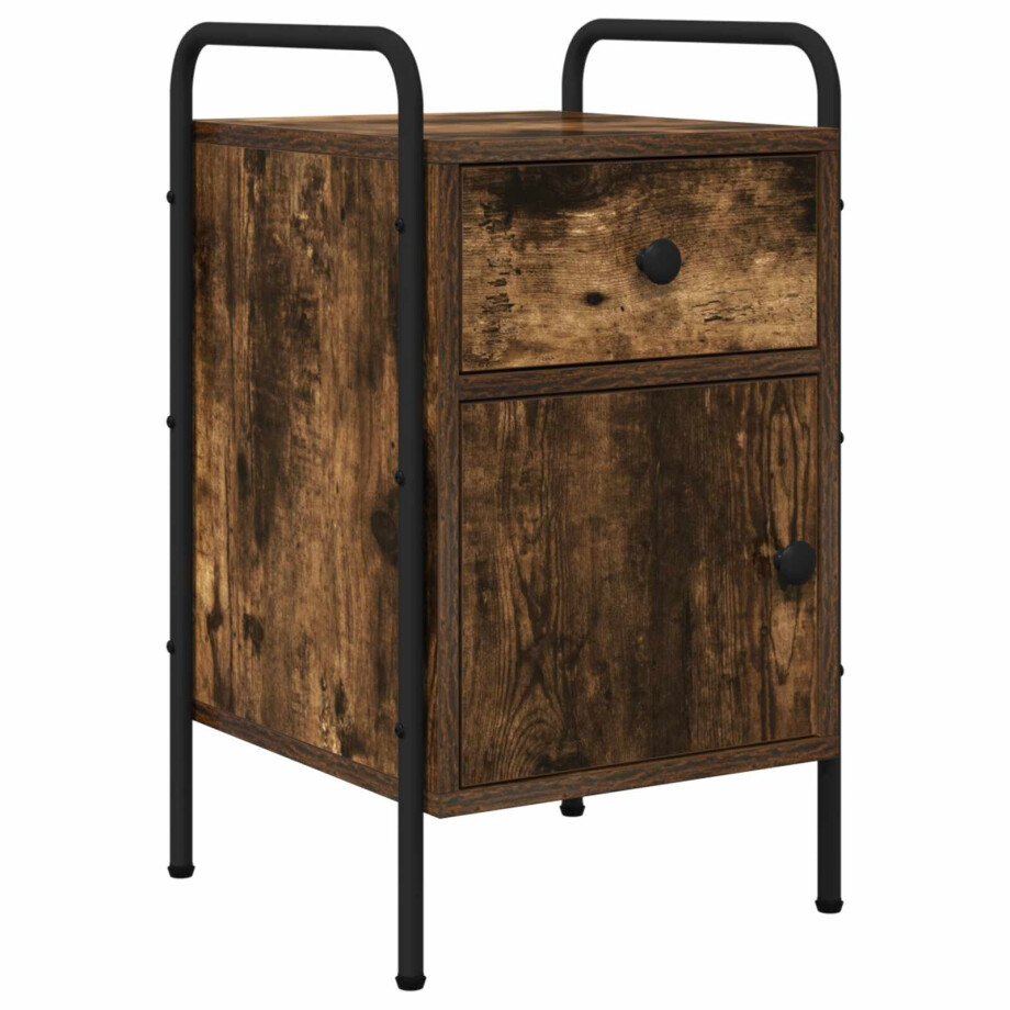 vidaXL Nachtkastje Gerookt eiken 35 x 36,5 x 61 cm Bewerkt hout vidaXL Nachtkastje Gerookt eiken 35 x 36,5 x 61 cm Bewerkt hout afbeelding 1