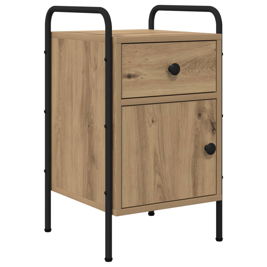 vidaXL Nachtkastje Artisanaal eiken 35 x 36,5 x 61 cm Bewerkt hout afbeelding 1