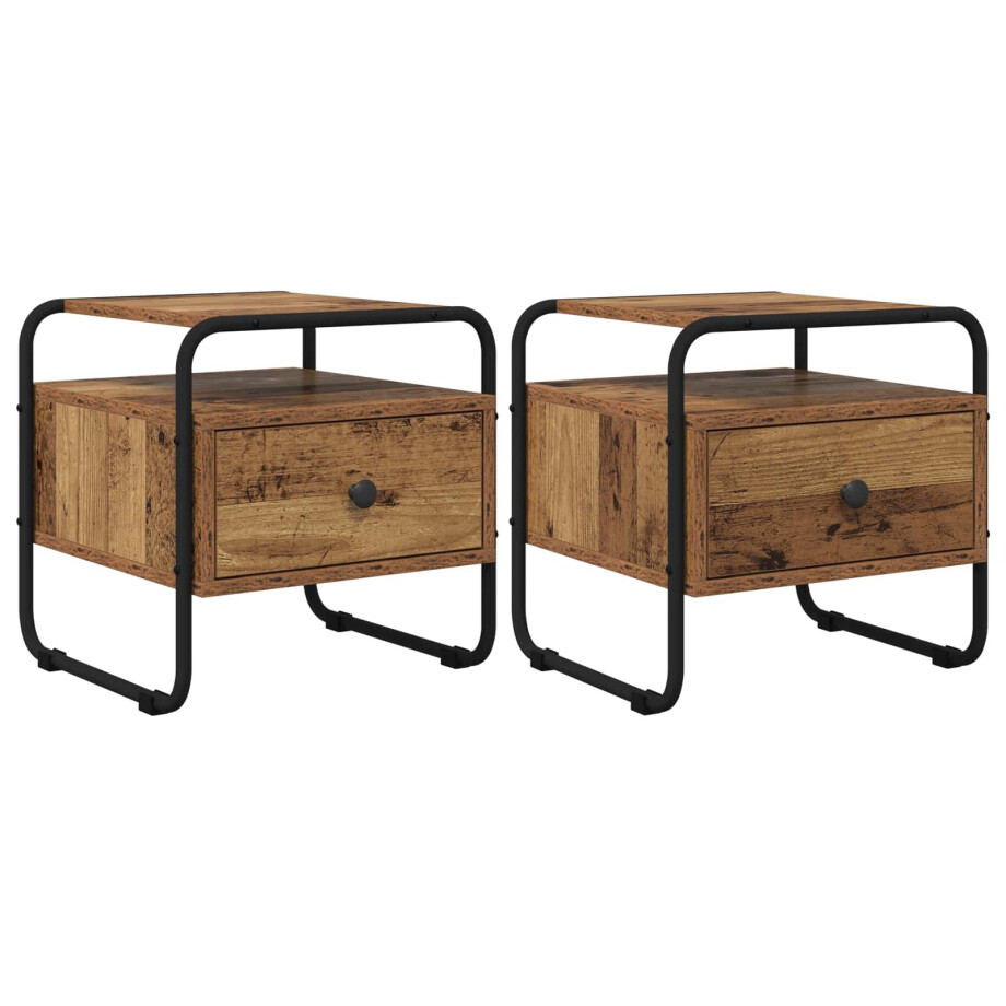 vidaXL Nachtkastje 2 st Oud hout Bewerkt hout vidaXL Nachtkastje 2 st Oud hout Bewerkt hout afbeelding 1