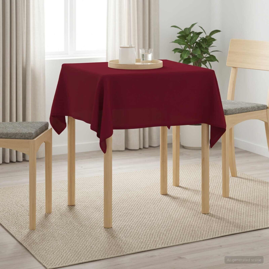 vidaXL Tafelkleed Vierkant Wijnrood 140 x 140 cm Polyester afbeelding 1