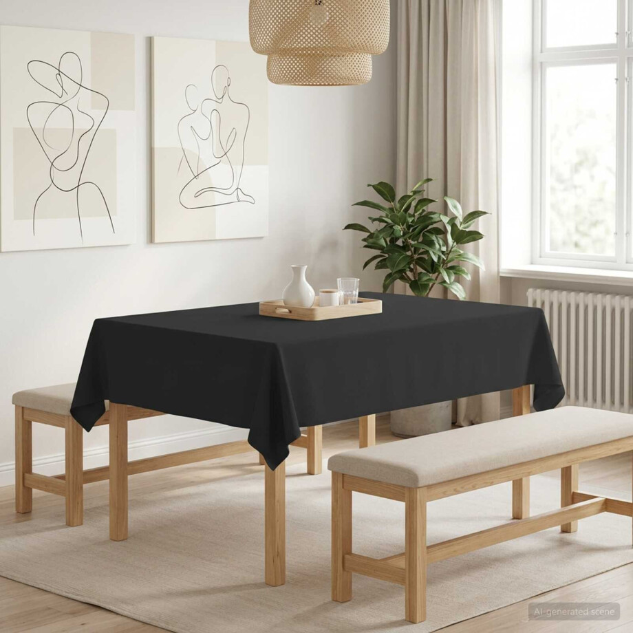 vidaXL Tafelkleed Rechthoekig Donkergrijs 140 x 160 cm Polyester afbeelding 1