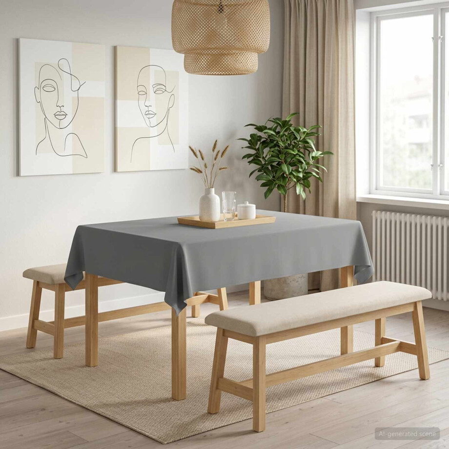 vidaXL Tafelkleed Rechthoekig Lichtgrijs 140 x 160 cm Polyester afbeelding 1