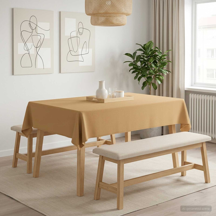 vidaXL Tafelkleed Rechthoekig Beige 110 x 140 cm Polyester vidaXL Tafelkleed Rechthoekig Beige 110 x 140 cm Polyester afbeelding 1