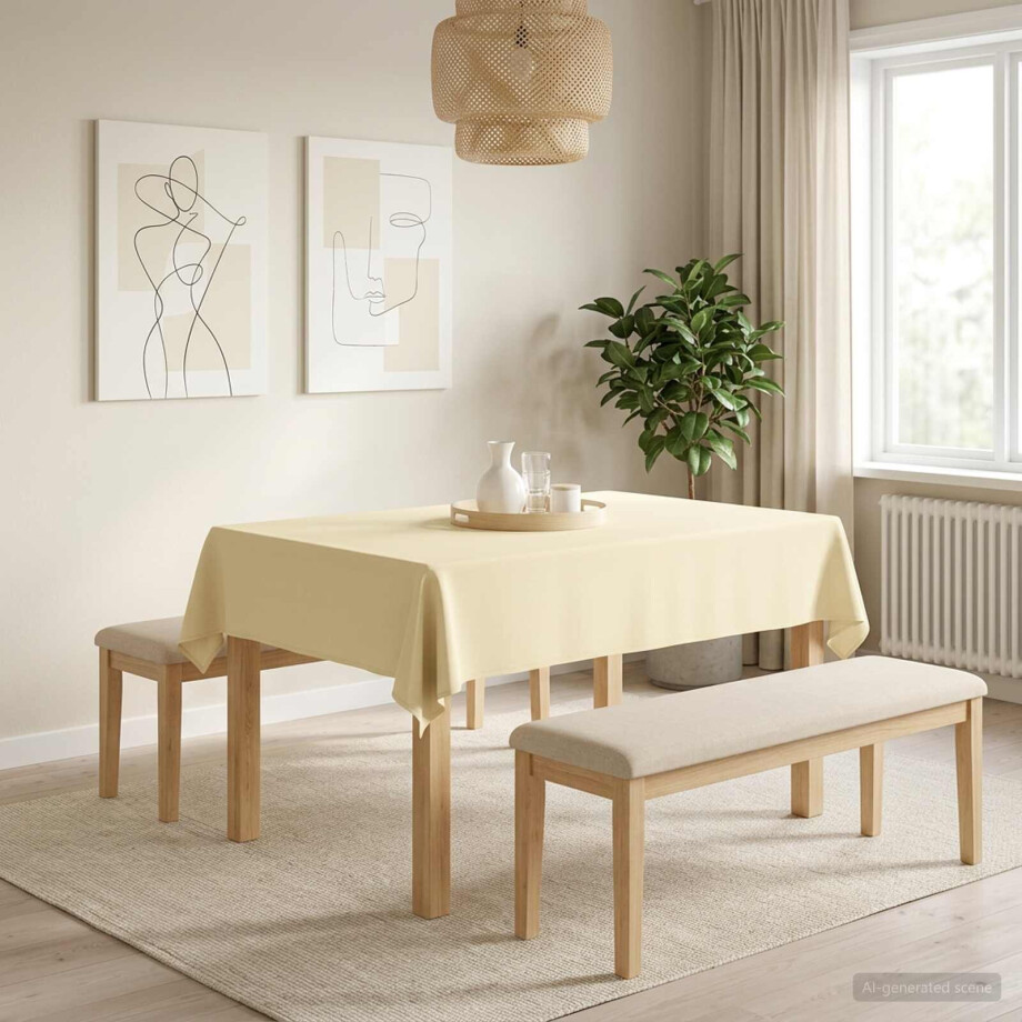 vidaXL Tafelkleed Rechthoekig Crèmewit 140 x 180 cm Polyester afbeelding 1