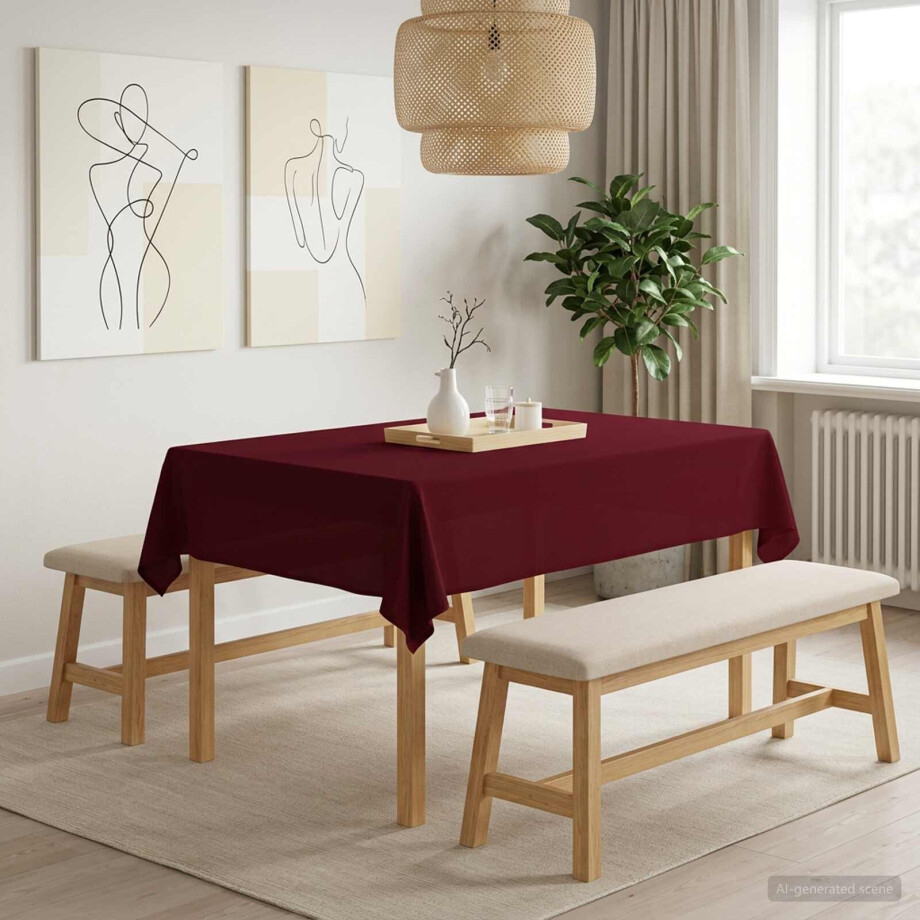 vidaXL Tafelkleed Rechthoekig Wijnrood 110 x 140 cm Polyester afbeelding 1