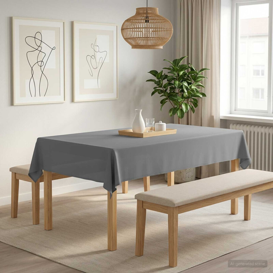vidaXL Tafelkleed 5 st Rechthoekig Lichtgrijs 140 x 260 cm Polyester afbeelding 1