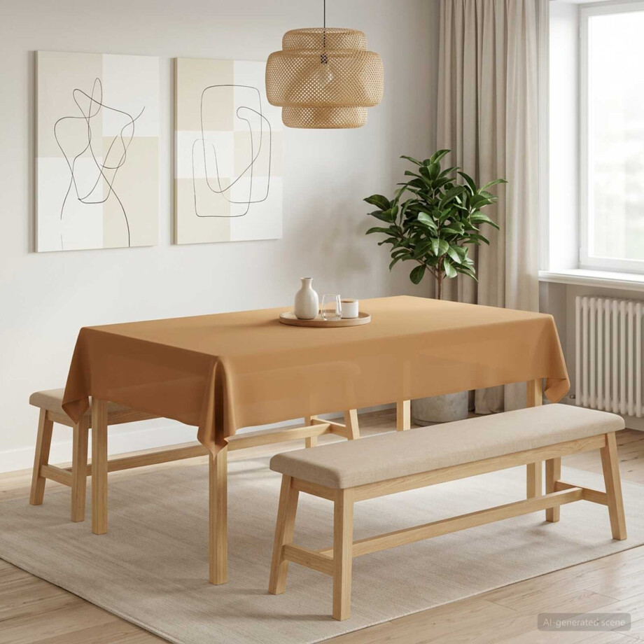 vidaXL Tafelkleed 5 st Rechthoekig Beige 140 x 220 cm Polyester afbeelding 1
