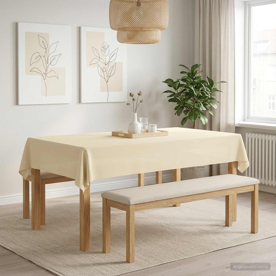 vidaXL Tafelkleed 5 st Rechthoekig Crèmewit 110 x 180 cm Polyester afbeelding 1