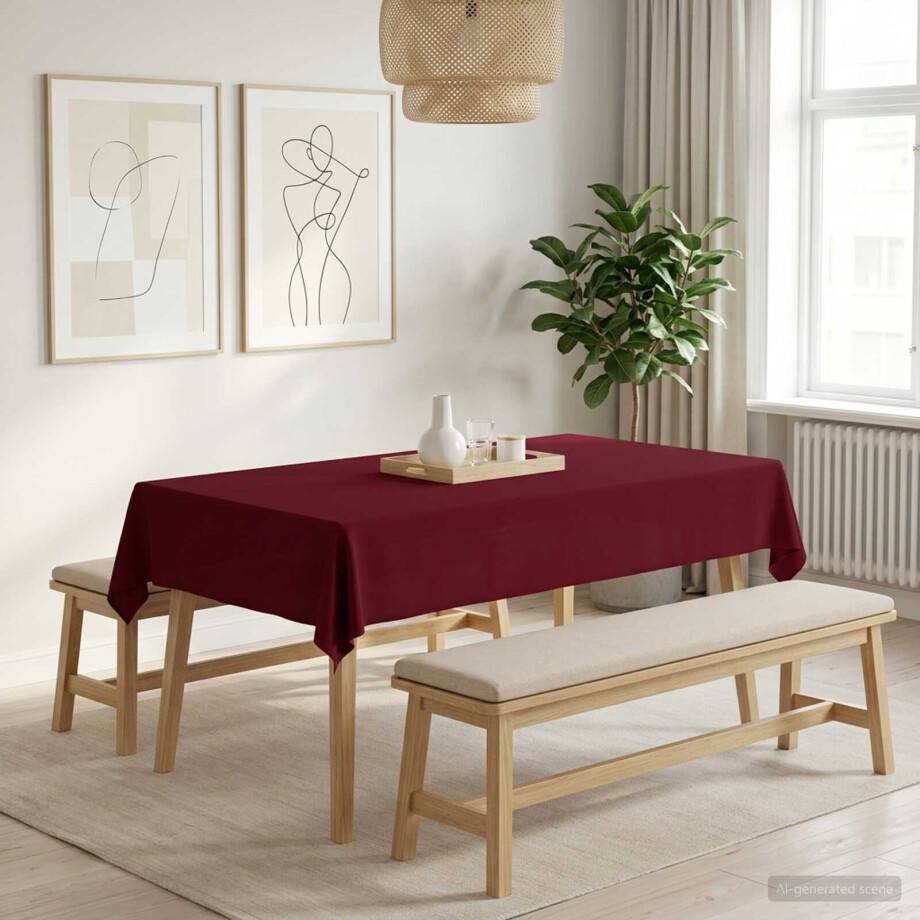 vidaXL Tafelkleed Rechthoekig Wijnrood 110 x 180 cm Polyester afbeelding 1