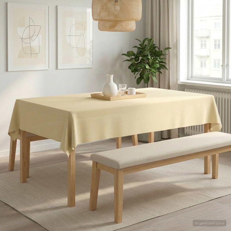 vidaXL Tafelkleed Rechthoekig Crèmewit 140 x 200 cm Polyester vidaXL Tafelkleed Rechthoekig Crèmewit 140 x 200 cm Polyester afbeelding 1