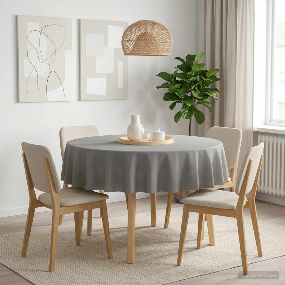 vidaXL Tafelkleed 5 st Rond Lichtgrijs Ø 160 cm Polyester afbeelding 1