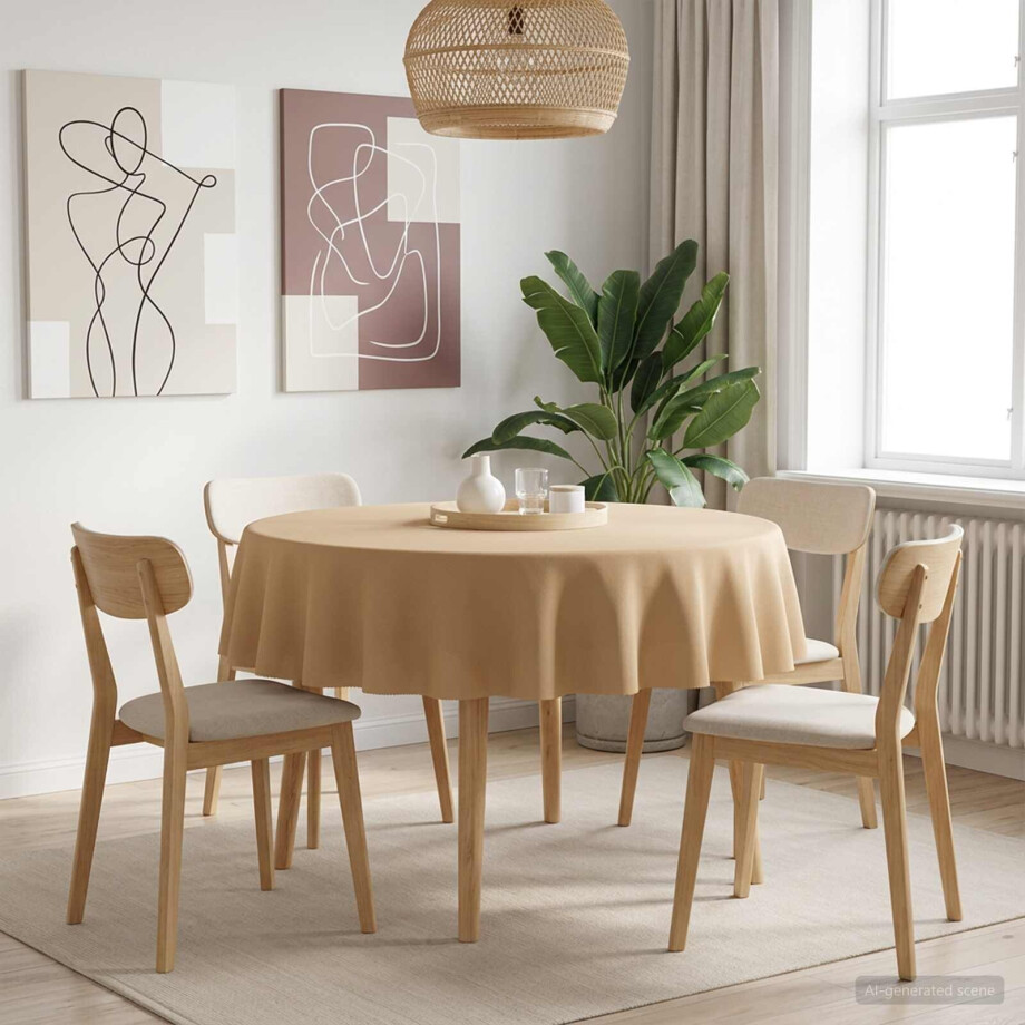 vidaXL Tafelkleed 5 st Rond Beige Ø 140 cm Polyester vidaXL Tafelkleed 5 st Rond Beige Ø 140 cm Polyester afbeelding 1