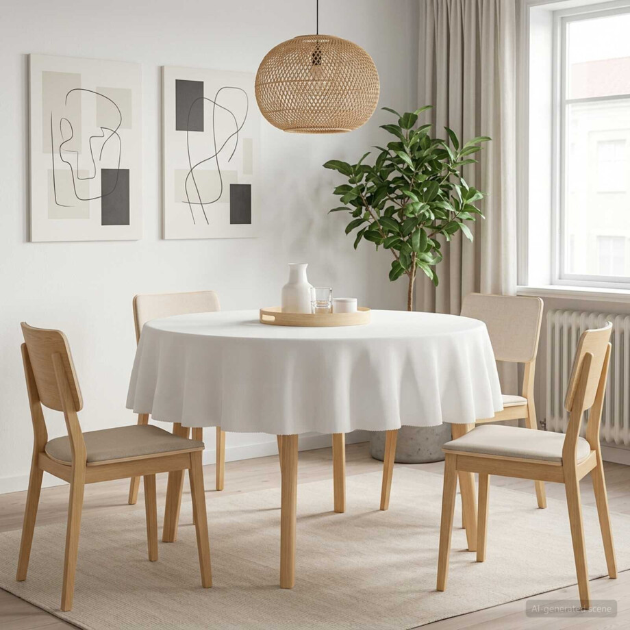 vidaXL Tafelkleed 5 st Rond Wit Ø 180 cm Polyester vidaXL Tafelkleed 5 st Rond Wit Ø 180 cm Polyester afbeelding 1