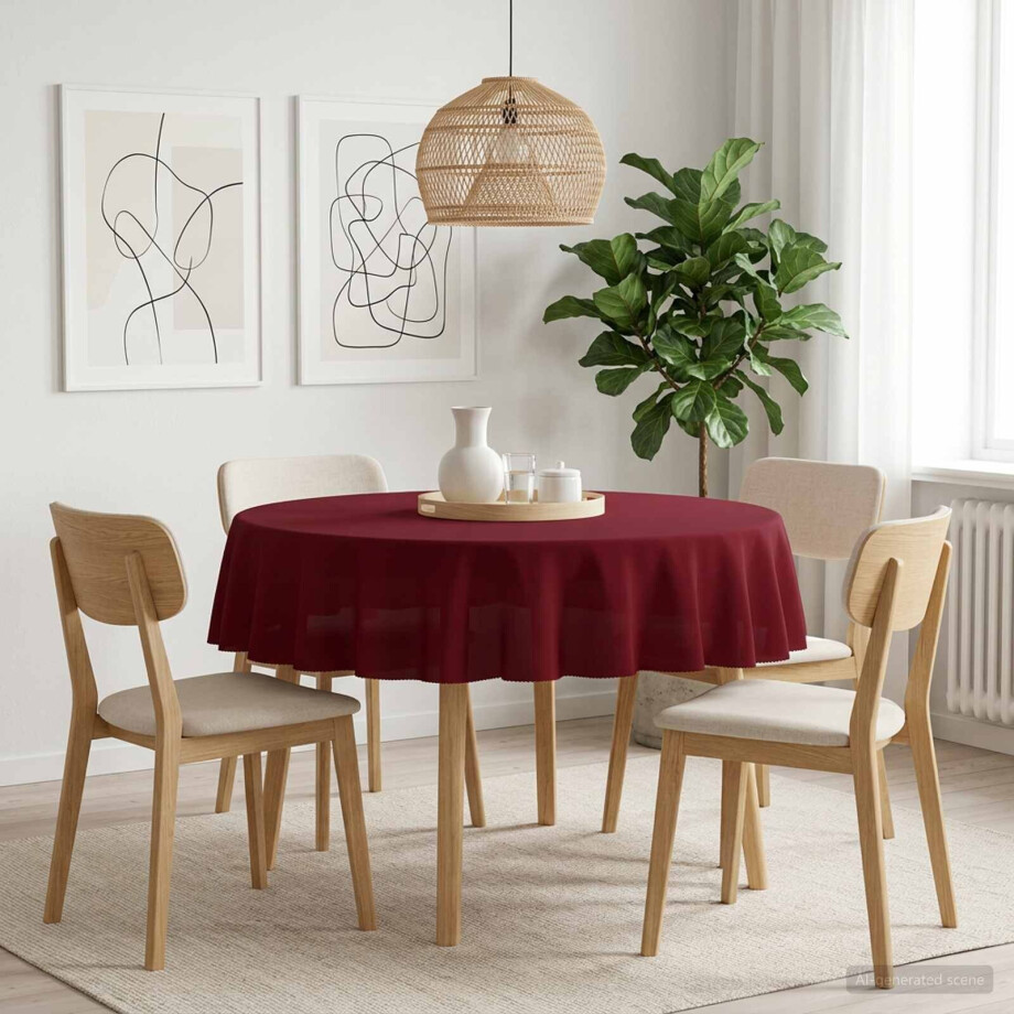vidaXL Tafelkleed Rond Wijnrood Ø 160 cm Polyester afbeelding 1