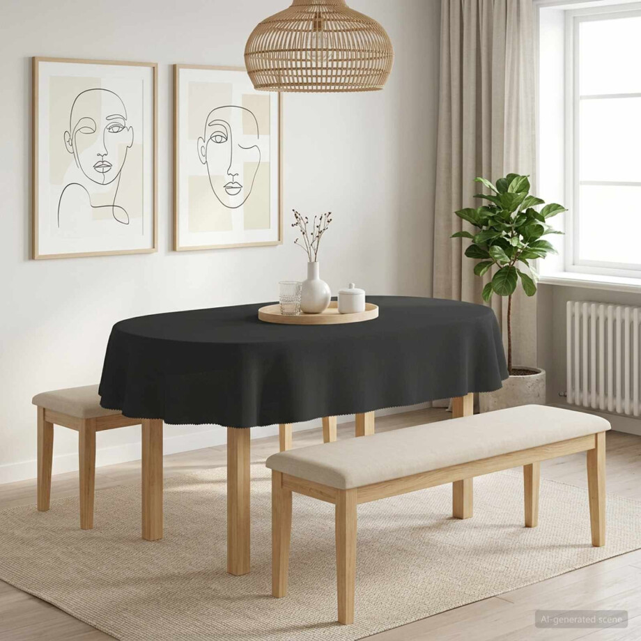 vidaXL Tafelkleed 5 st Ovaal Donkergrijs 130 x 180 cm Polyester afbeelding 1