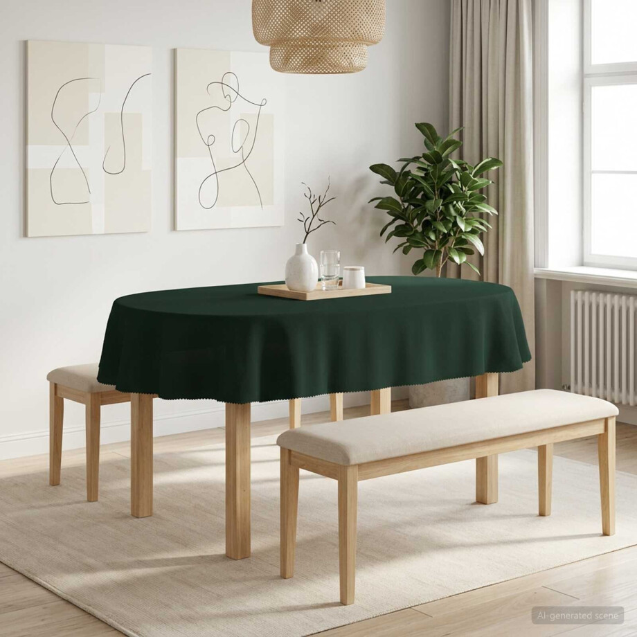 vidaXL Tafelkleed 5 st Ovaal Donkergroen 130 x 180 cm Polyester afbeelding 1