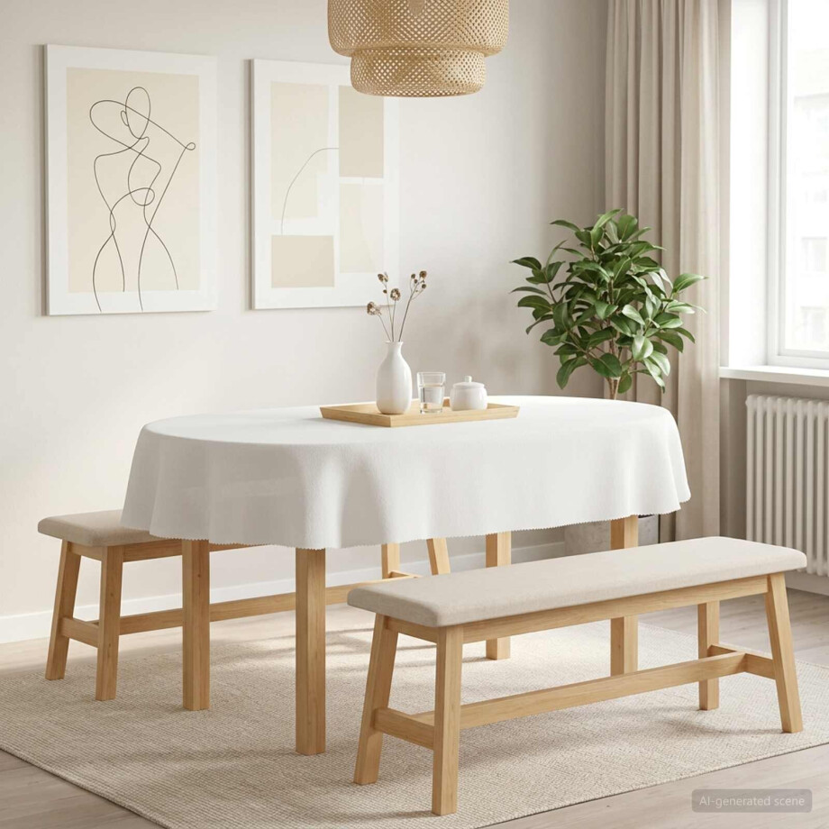 vidaXL Tafelkleed Ovaal Wit 130 x 180 cm Polyester vidaXL Tafelkleed Ovaal Wit 130 x 180 cm Polyester afbeelding 1