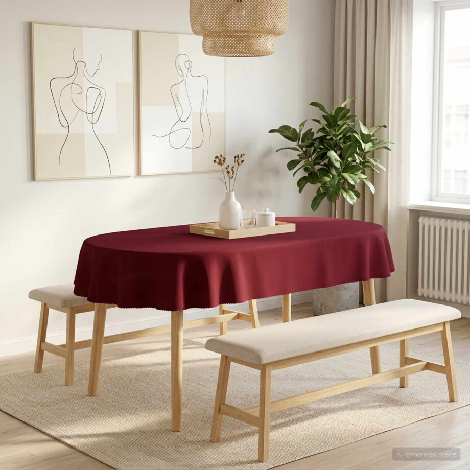 vidaXL Tafelkleed 5 st Ovaal Wijnrood 130 x 180 cm Polyester afbeelding 1