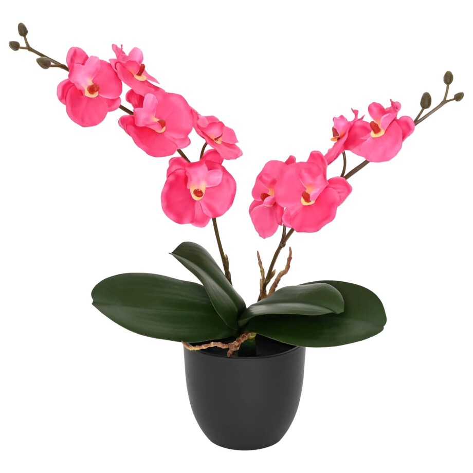 vidaXL Kunstorchidee Plant Rood 36 x 10 x 30 cm Stof, PE en PEVA afbeelding 1