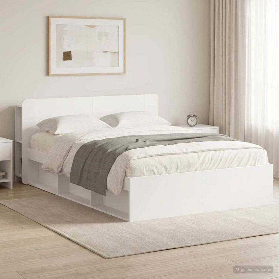 vidaXL Bedframe met opslag Wit 140 x 200 cm Bewerkt hout vidaXL Bedframe met opslag Wit 140 x 200 cm Bewerkt hout afbeelding 1