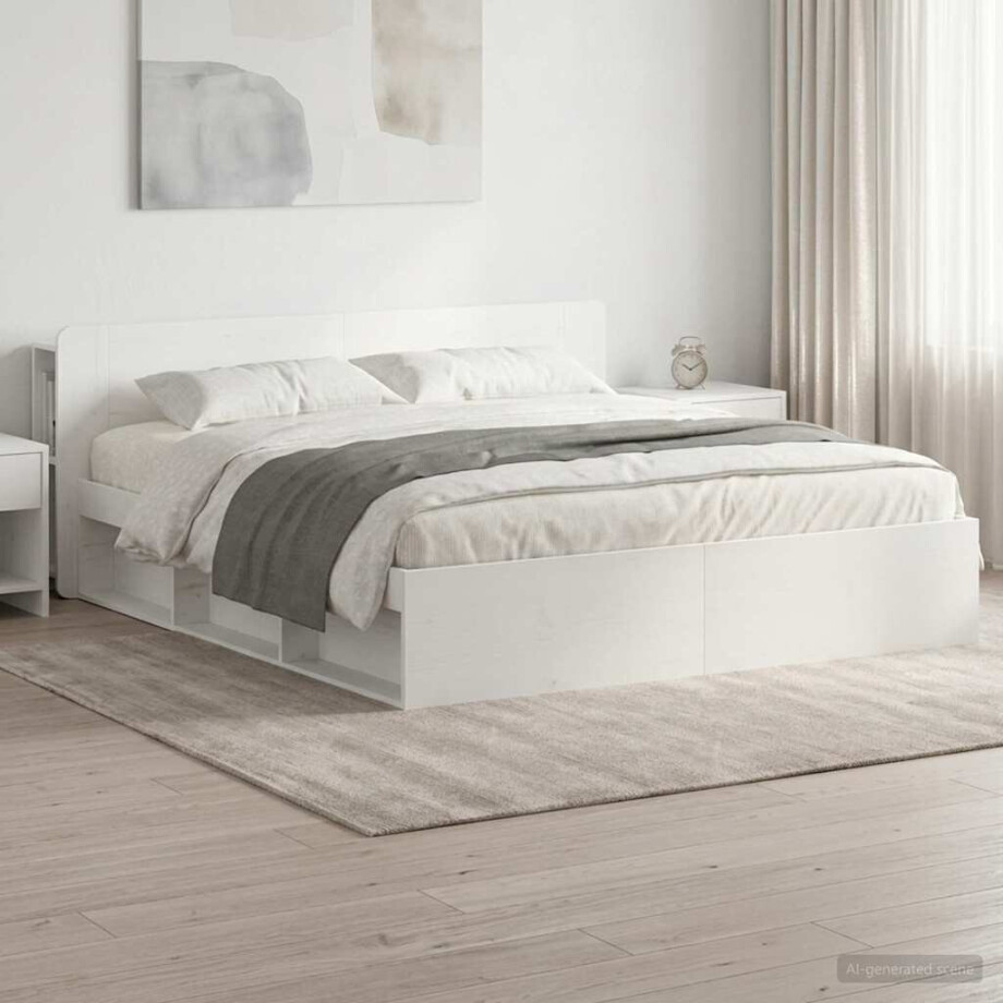vidaXL Bedframe met opslag Wit 180 x 200 cm Bewerkt hout vidaXL Bedframe met opslag Wit 180 x 200 cm Bewerkt hout afbeelding 1