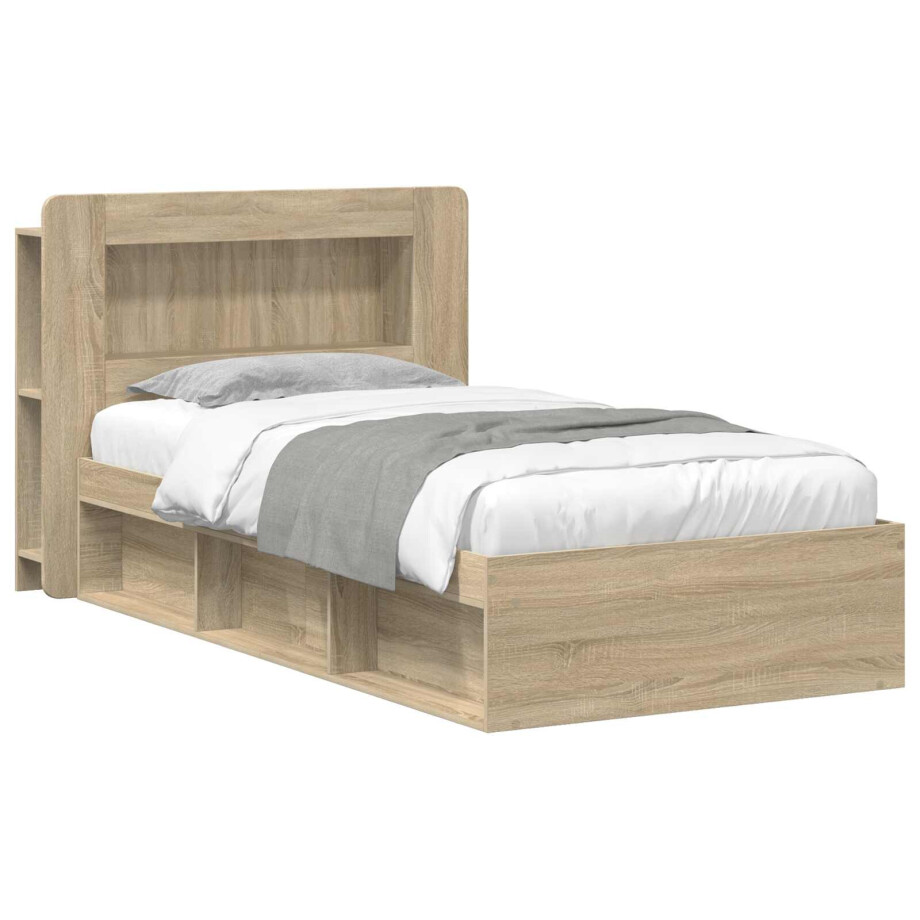 vidaXL Bedframe met opslag Sonoma Eiken 80 x 200 cm Bewerkt hout afbeelding 1